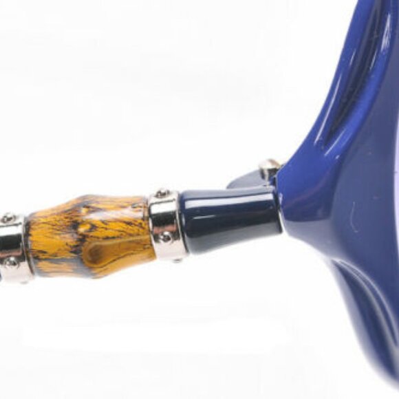 $410 GUCCI Signature Bamboo Arm Gradient Blue Sunglasses - Picture 4 of 7